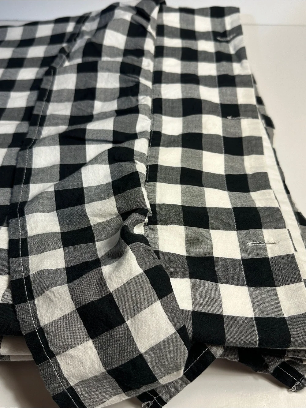 Annie Buffalo Check Ruffled Black and White Gingham Shower Curtain • 72”x72”